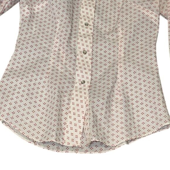 Champion Westerns Womens Long-Sleeve Button-Up Shirt Size 12 White With Red Dot - Picture 4 of 9